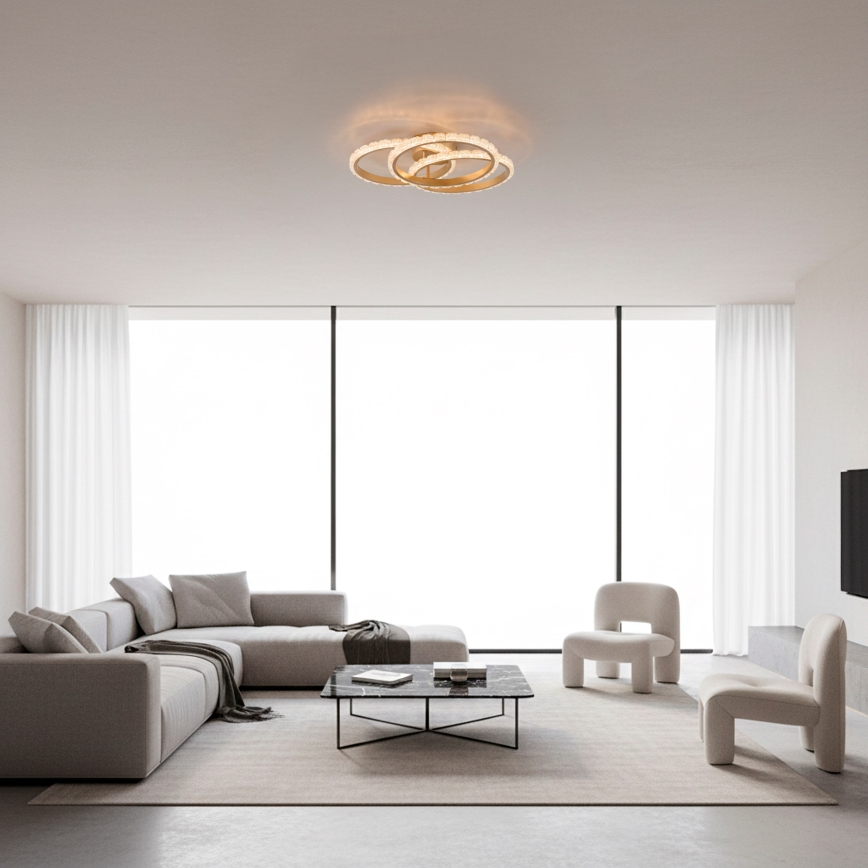 JUST LIGHT. 14734-60 - Plafonnier LED GLITRA LED/37W/230V Ø 50 cm doré
