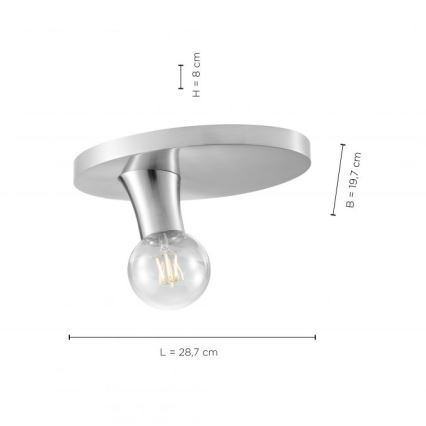 JUST LIGHT. 14777-55 - Plafoniera TURN ME 1xE27/60W/230V cromo opaco