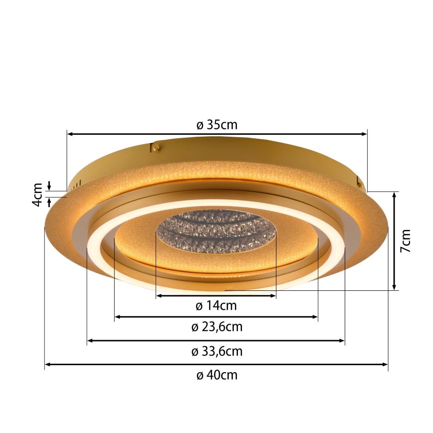 JUST LIGHT. 15089-60 - Plafonnier LED CICHIO LED/36W/230V Ø 40 cm doré