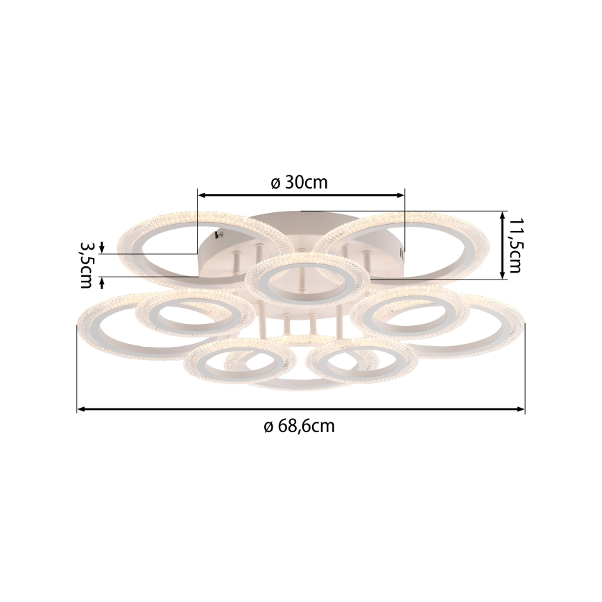 JUST LIGHT. 15268-16 - LED-Deckenleuchte CRYSTALLO LED/48,5W/230V Ø 68,6 cm weiß