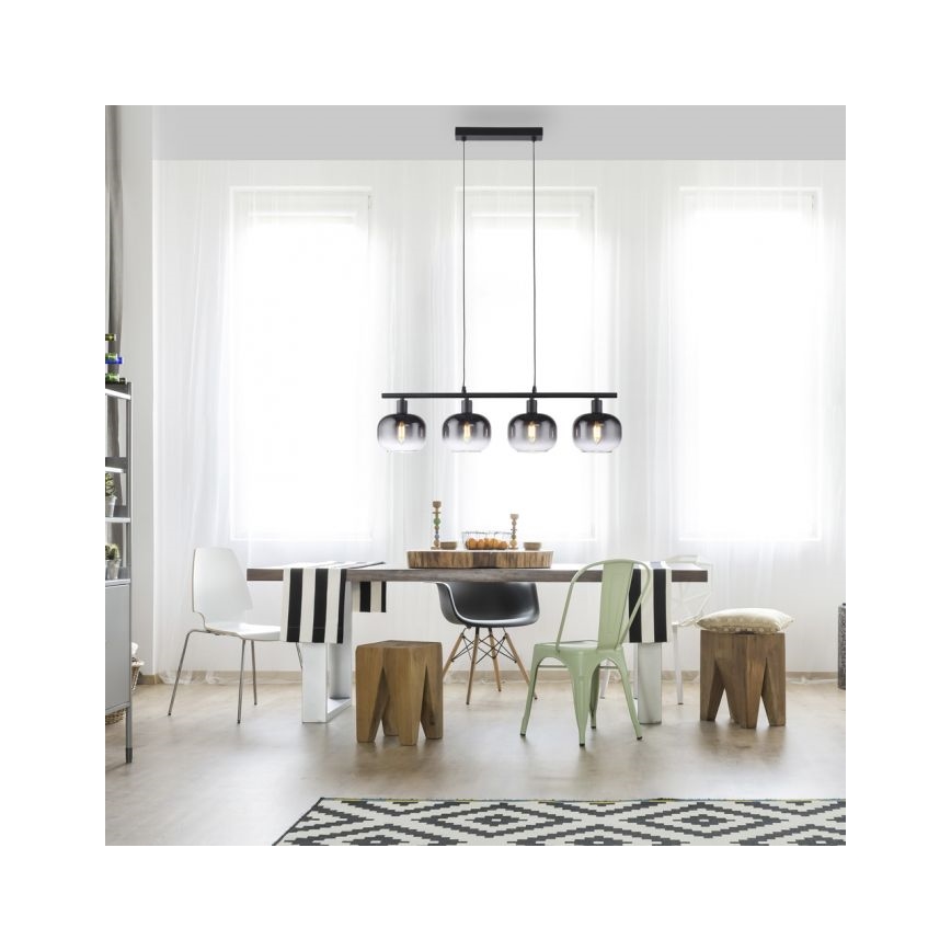 JUST LIGHT. 15421-18 - Lampadario a sospensione con filo ZEA 4xE14/25W/230V nero