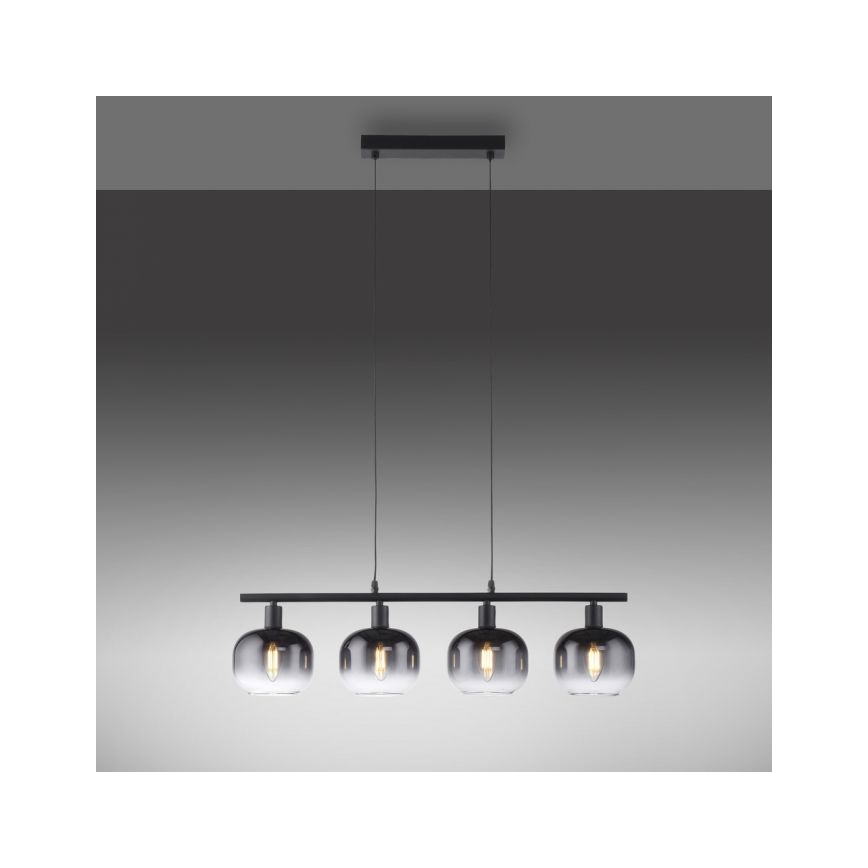 JUST LIGHT. 15421-18 - Lampadario a sospensione con filo ZEA 4xE14/25W/230V nero