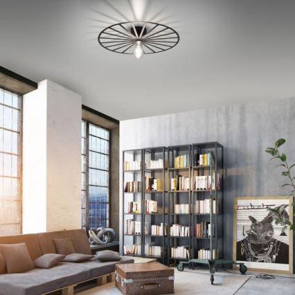 JUST LIGHT. 15636-18 - Plafoniera SPIKE 1xE27/40W/230V diametro 50 cm nero