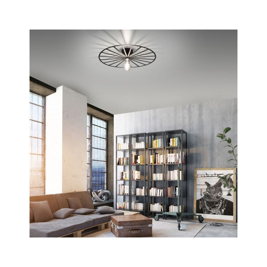 JUST LIGHT. 15636-18 - Plafoniera SPIKE 1xE27/40W/230V diametro 50 cm nero