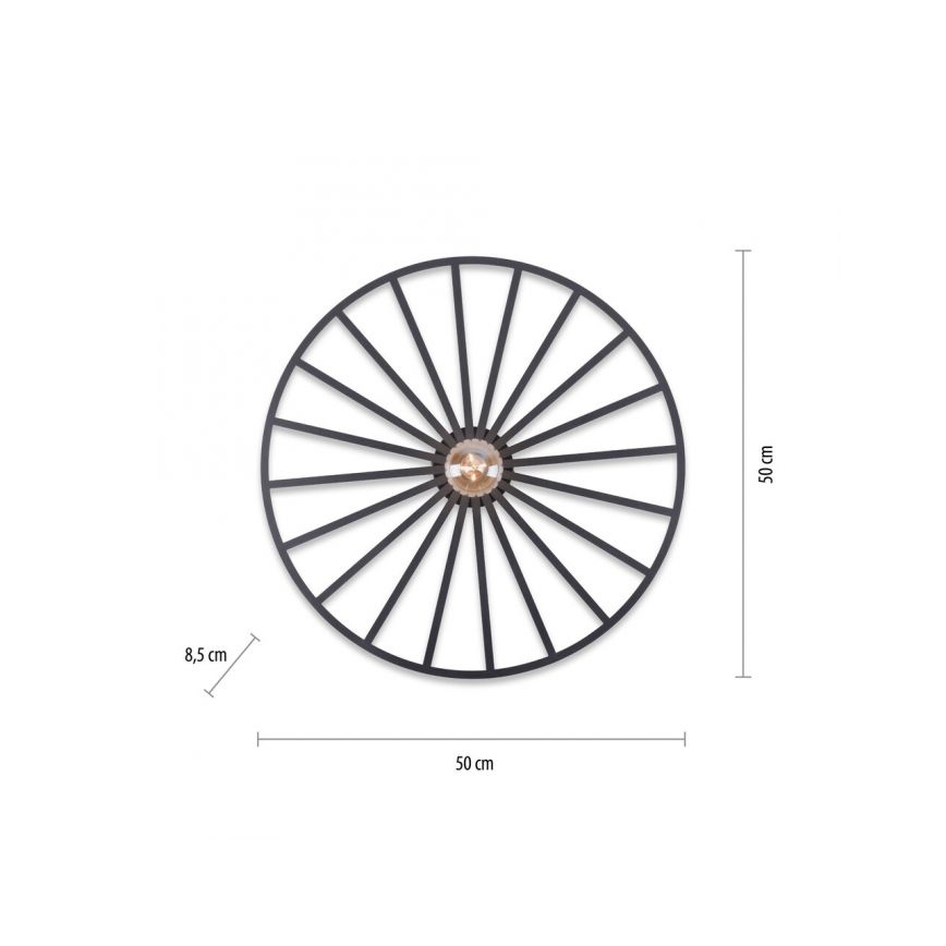 JUST LIGHT. 15636-18 - Plafoniera SPIKE 1xE27/40W/230V diametro 50 cm nero
