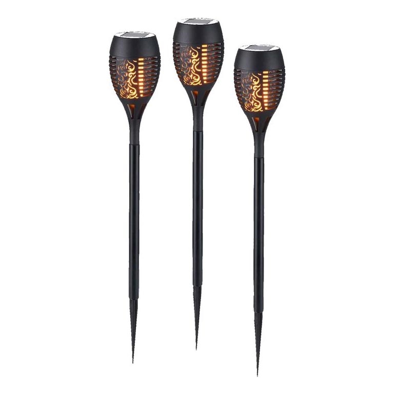 JUST LIGHT. 19106-18-3 - SET 3x Lampada LED solare FACKEL LED/0,24W/1,2V 200 mAh IP44 nero