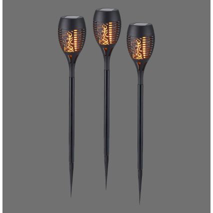 JUST LIGHT. 19106-18-3 - SET 3x Lampada LED solare FACKEL LED/0,24W/3,7V IP44 nero