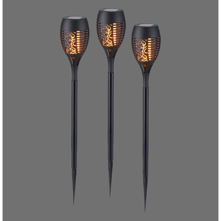 JUST LIGHT. 19106-18-3 - SET 3x Lampada LED solare FACKEL LED/0,24W/3,7V IP44 nero