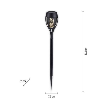 JUST LIGHT. 19106-18-3 - SET 3x Lampada LED solare FACKEL LED/0,24W/3,7V IP44 nero