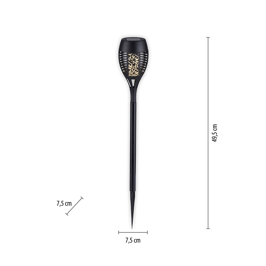 JUST LIGHT. 19106-18-3 - SET 3x Lampada LED solare FACKEL LED/0,24W/3,7V IP44 nero