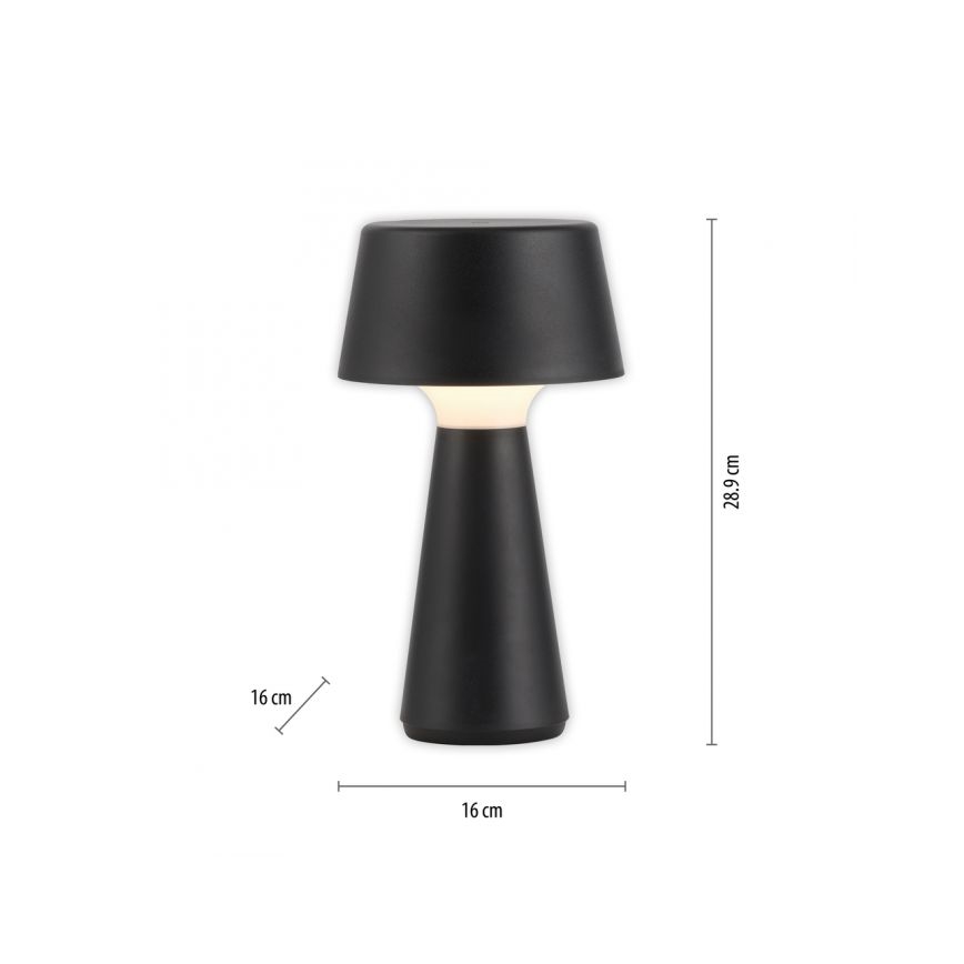 JUST LIGHT. 19260-18 - Lampe d'extérieur à intensité variable ABERA LED/3W/3,7V 2000 mAh USB IP54 noir