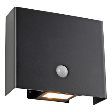 JUST LIGHT. 19471-18 - Applique murale extérieure avec détecteur AMIN 2xLED/1,25W/3,7V 4400mAh IP44 noir