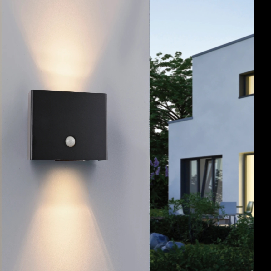 JUST LIGHT. 19471-18 - LED-Outdoor-Wandleuchte mit Sensor AMIN 2xLED/1,25W/3,7V 4400mAh IP44 schwarz