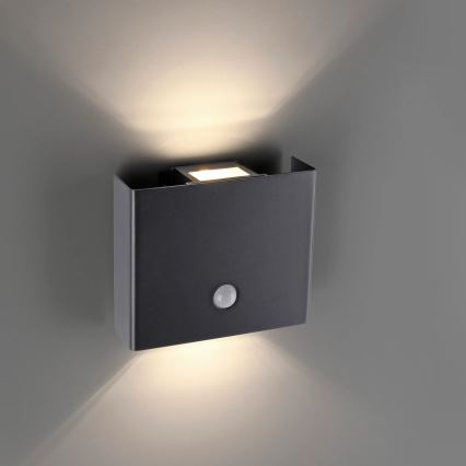 JUST LIGHT. 19471-18 - LED-Outdoor-Wandleuchte mit Sensor AMIN 2xLED/1,25W/3,7V 4400mAh IP44 schwarz