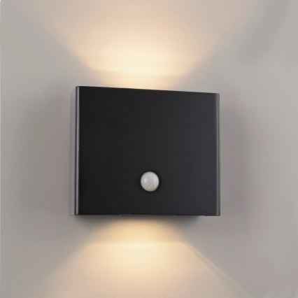 JUST LIGHT. 19471-18 - LED-Outdoor-Wandleuchte mit Sensor AMIN 2xLED/1,25W/3,7V 4400mAh IP44 schwarz