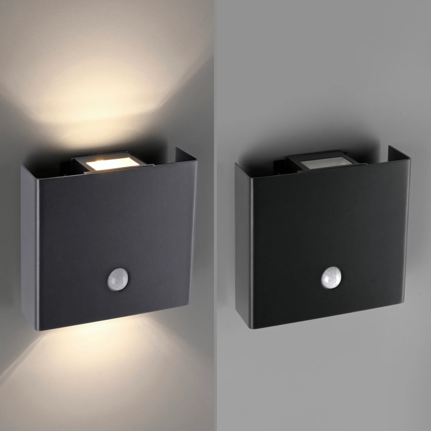 JUST LIGHT. 19471-18 - LED-Outdoor-Wandleuchte mit Sensor AMIN 2xLED/1,25W/3,7V 4400mAh IP44 schwarz