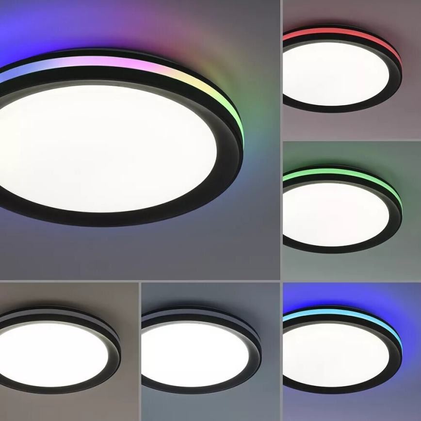 JUST LIGHT. 7509018 - Plafonier RGBW à intensité variable GANGES LED/24W/230V 2700-5000K + Télécommande