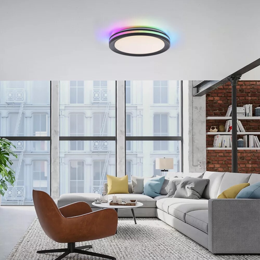 JUST LIGHT. 7509018 - Plafonier RGBW à intensité variable GANGES LED/24W/230V 2700-5000K + Télécommande