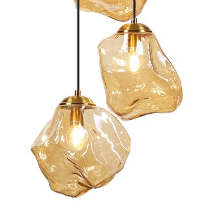 Kabel-Pendelleuchte CRISTAL 5xE14/15W/230V Messing/rauchbeige