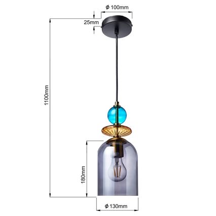 Kabelpendelleuchte TROPEA 1xE27/15W/230V schwarz/rauchblau/beige