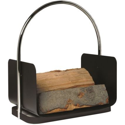 Kaminbesteck-Set und Korb für Holz mit Griff 6 Stk. anthrazit