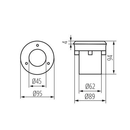 Luminaire encastré LED extérieur GORDO LED/1W/230V Ø 9,5 cm IP67 — acier inoxydable