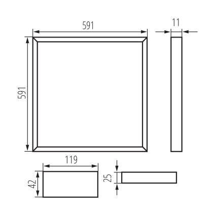 LED-Einbaurahmen AVAR LED/32W/230V 6000K 59x59 cm