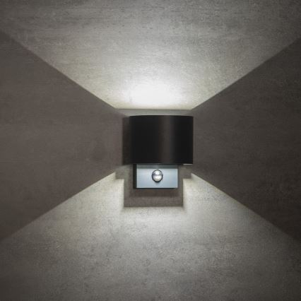Applique murale extérieure LED dotée d'un détecteur de mouvement et d'un capteur crépusculaire REKA LED/7W/230V IP54 anthracite ronde