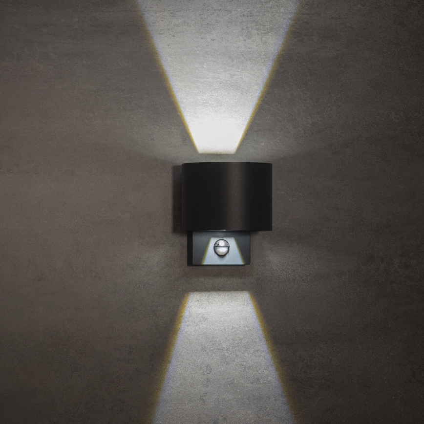 Applique murale extérieure LED dotée d'un détecteur de mouvement et d'un capteur crépusculaire REKA LED/7W/230V IP54 anthracite ronde