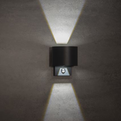 REKA LED-Außenwandleuchte mit Bewegungs- und Dämmerungssensor, LED/7W/230V, IP54, anthrazit, rund