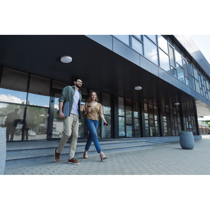 Plafoniera LED tecnica con sensore di movimento IPER LED/19W/230V IK10 IP65 arrotondato bianco