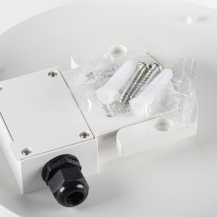 Plafoniera LED tecnica con sensore di movimento IPER LED/19W/230V IK10 IP65 arrotondato bianco