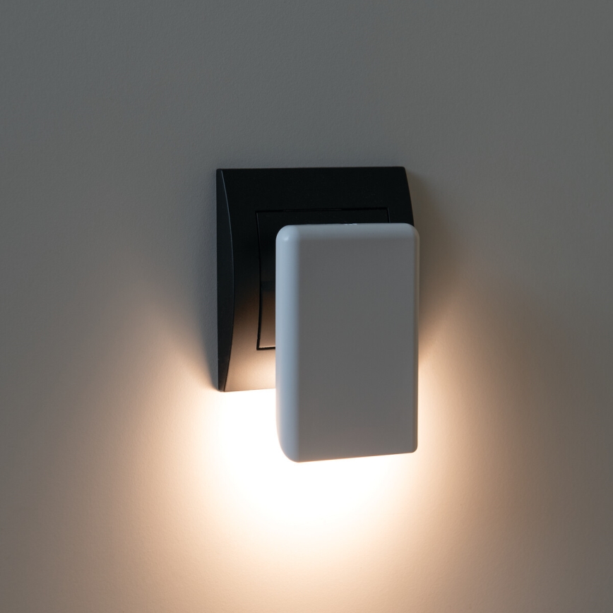 Kanlux 37394 - Veilleuse sur prise avec détecteur crépusculaire ORISA LED/0,28W/230V blanc