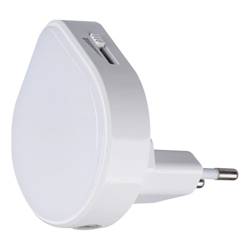 Kanlux 37396 - Veilleuse sur prise à intensité variable avec détecteur crépusculaire ULOV LED/0,5W/230V blanc
