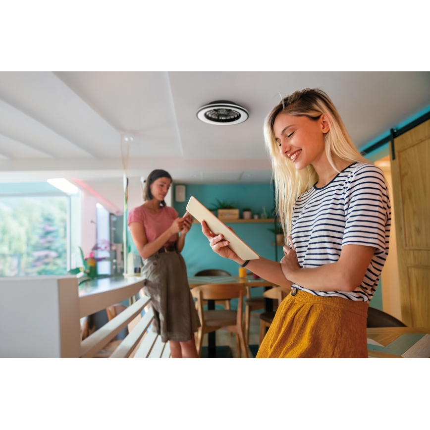 Plafonnier à intensité variable avec ventilateur PLAVE LED/48W/230V 3000/4000/6500K + Télécommande
