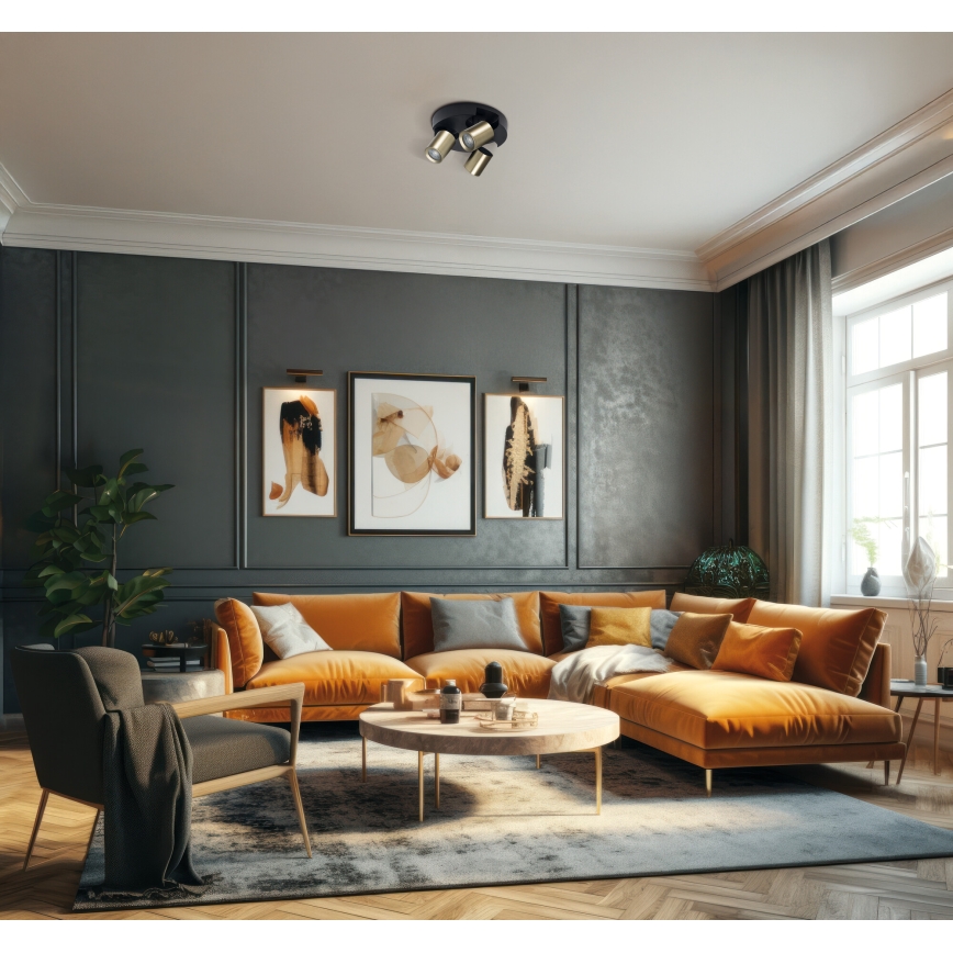 Spot LAURIN 3xGU10/10W/230V laiton/noir