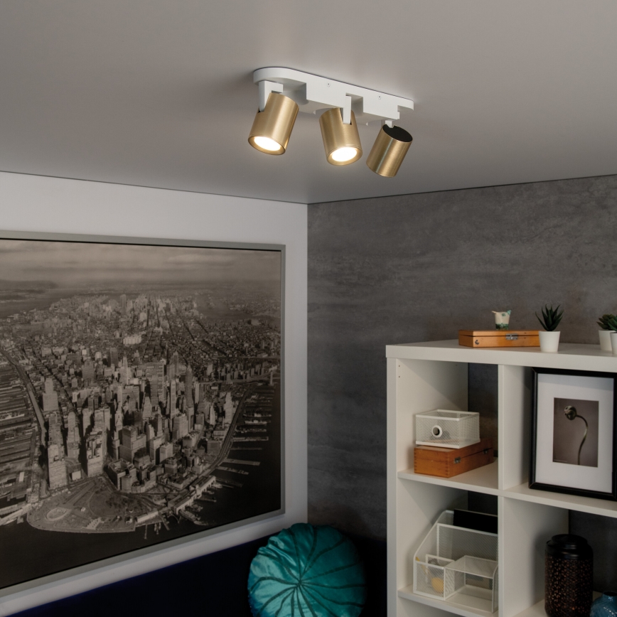 Strahler LAURIN 3xGU10/10W/230V Messing/weiß