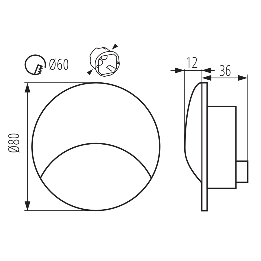 Lampada per scale LED EXIN LED/2,5W/230V 3000K IP65 antracite rotonda