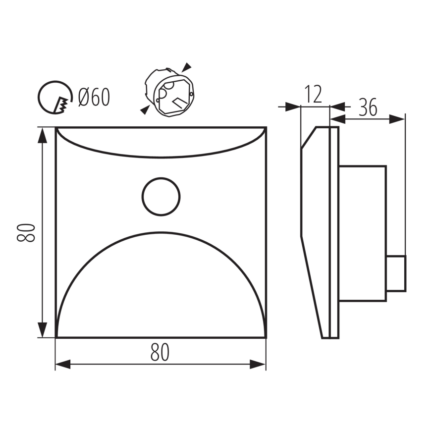Applique d'escalier LED EXIN avec capteur de mouvement et détecteur crépusculaire, LED/2,5W/230V 3000K IP65, noir, carrée