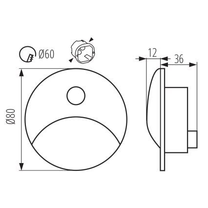 Luminaire LED pour escalier avec détecteur de mouvement et capteur crépusculaire EXIN LED/2,5W/230V 4000K IP65 anthracite rond