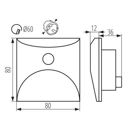 Luminaire LED pour escalier EXIN, avec détecteur de mouvement et capteur crépusculaire, LED/2,5W/230V 4000K IP65, finition anthracite, forme carrée