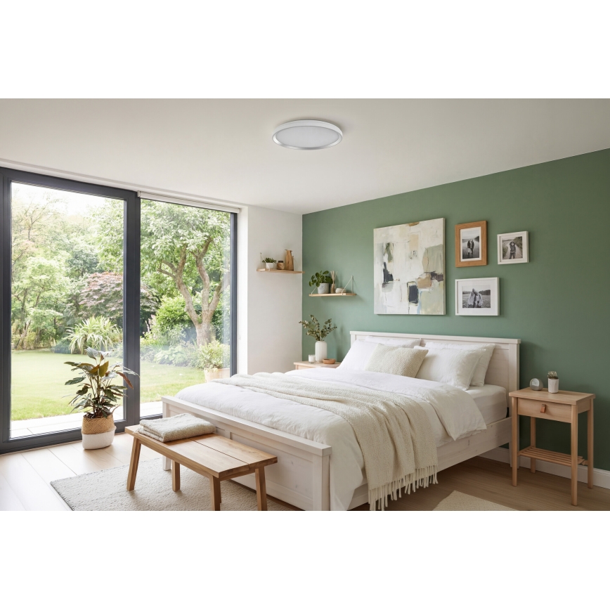 Plafonnier LED à intensité variable LIXAN LED/47W/230V 3000-6500K Ø 38,6 cm blanc/argenté + télécommande