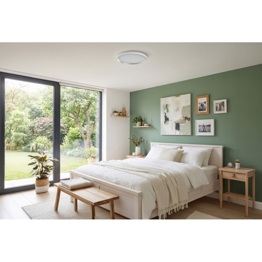 LED-dimmbare Deckenleuchte LIXAN LED/65W/230V 3000-6500K pr. 48,6 cm weiß/silber + Fernbedienung