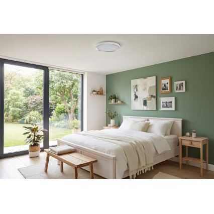 Plafoniera dimmerabile a LED LIXAN LED/65W/230V 3000-6500K Ø 48,6 cm bianco/argento + telecomando