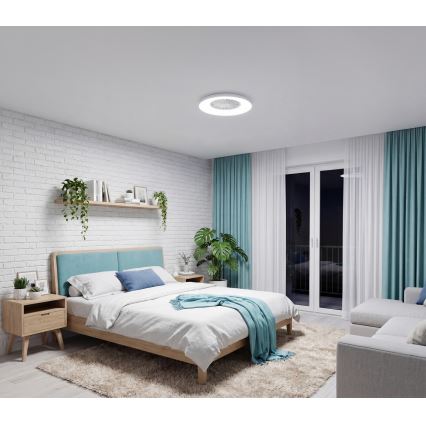 Plafoniera dimmerabile LED RGBW con ventilatore PLAVE PAN, LED/24W/230V, 3000–6500K, Ø 48,5 cm, bianco + telecomando