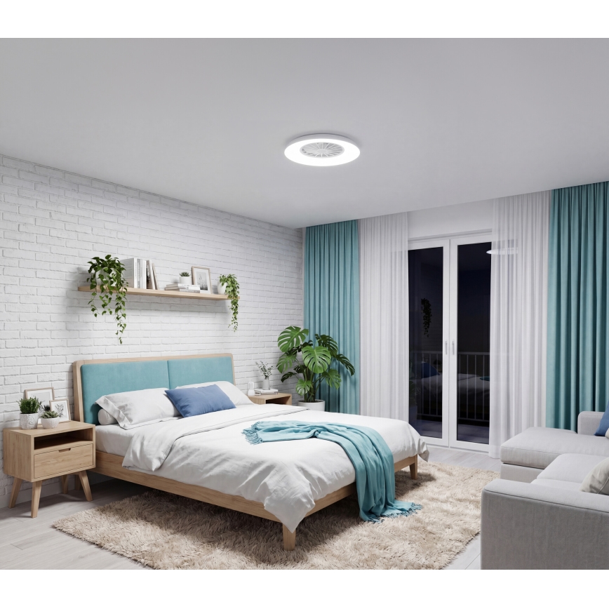 Plafoniera dimmerabile LED RGBW con ventilatore PLAVE PAN, LED/24W/230V, 3000–6500K, Ø 48,5 cm, bianco + telecomando