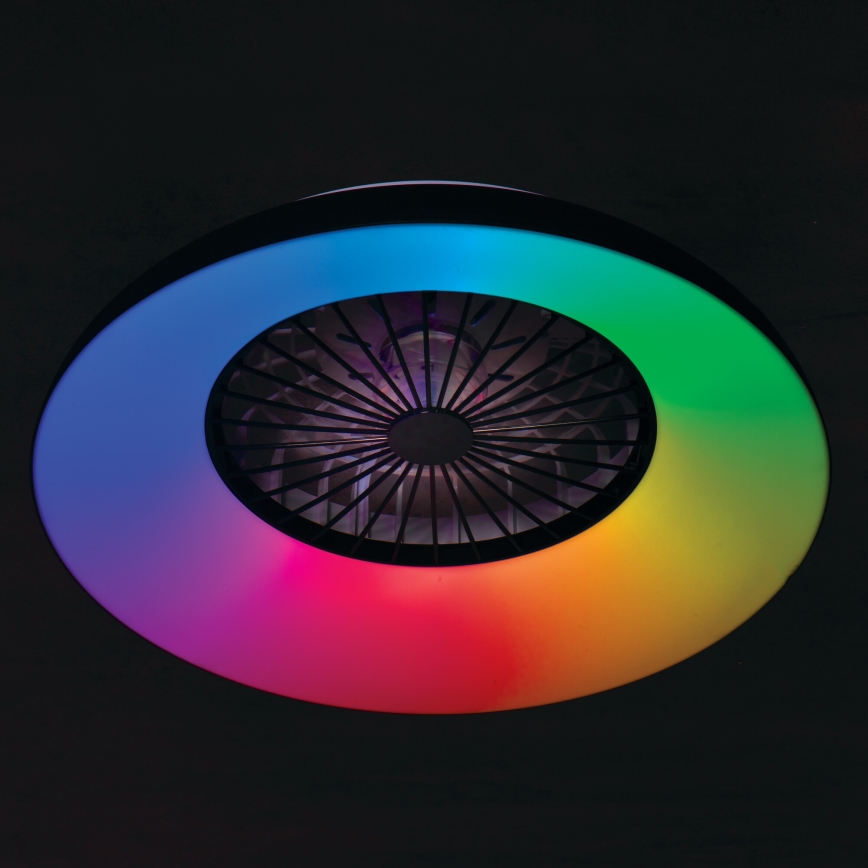 Plafoniera LED RGBW dimmerabile con ventilatore PLAVE PAN LED/48W/230V 3000-6500K Ø 60 cm nero + telecomando