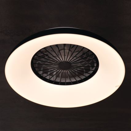 Plafoniera LED RGBW dimmerabile con ventilatore PLAVE PAN LED/48W/230V 3000-6500K Ø 60 cm nero + telecomando