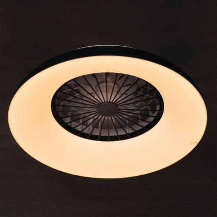 Plafoniera LED RGBW dimmerabile con ventilatore PLAVE PAN LED/48W/230V 3000-6500K Ø 60 cm nero + telecomando
