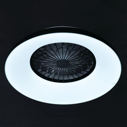 Dimmbares RGBW-LED-Deckenlicht mit Ventilator PLAVE PAN LED/48W/230V 3000-6500K Ø 60 cm schwarz + Fernbedienung